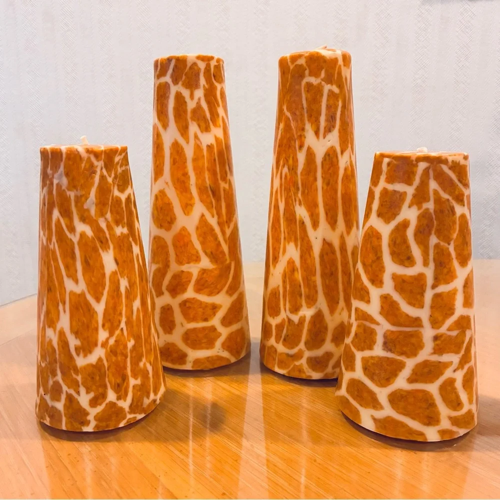 NWOT Animal Print Candles. Giraffe Printed Candles. Set of 4